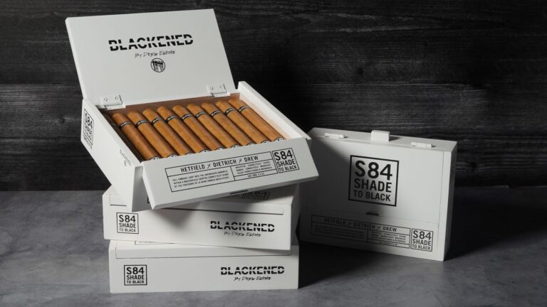 Stacked Boxes of BLACKENED "SHADE TO BLACK" Cigars by Drew Estate
